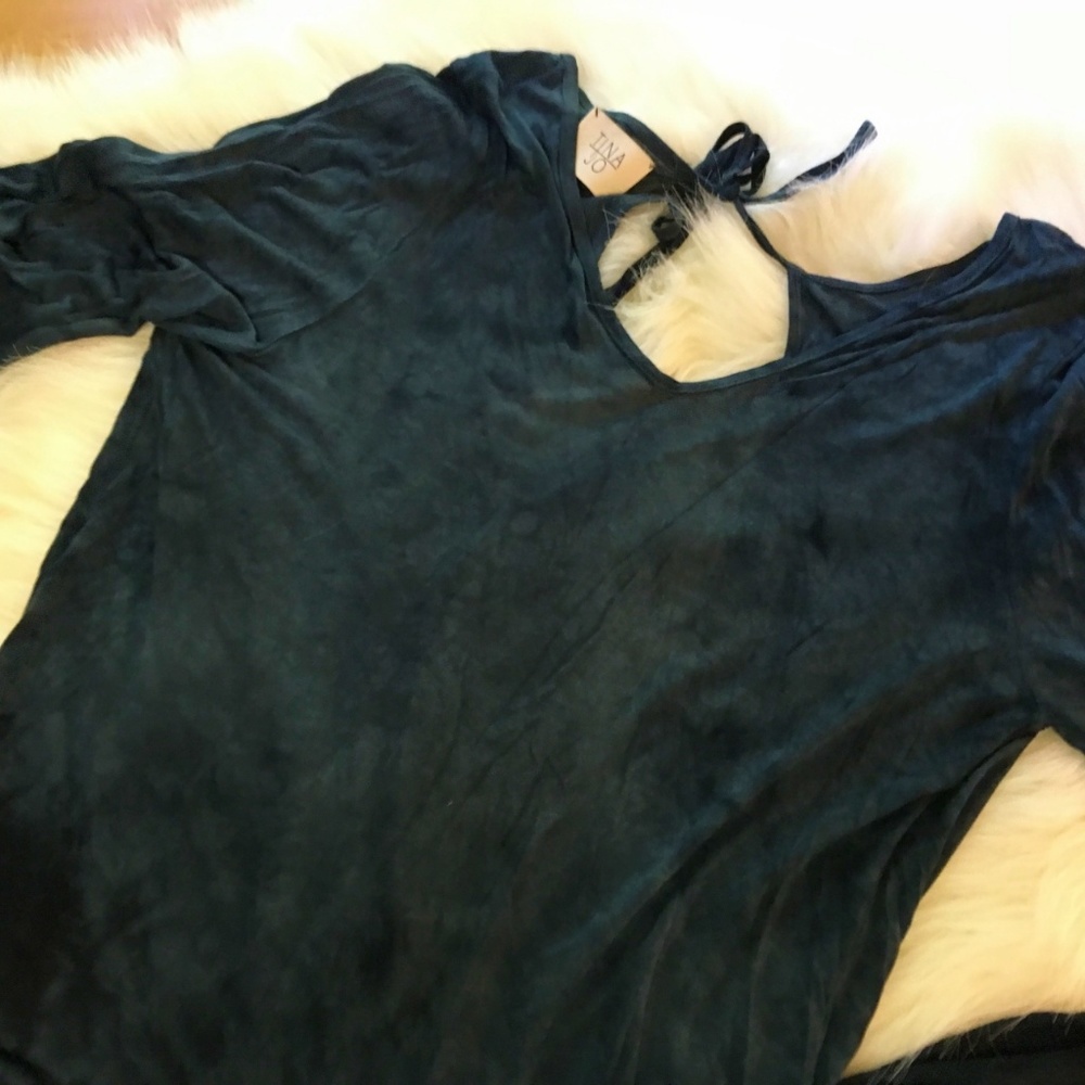 Anthropologie TINA + JO Teal Hand-Dyed Open Back - Picture 2 of 8